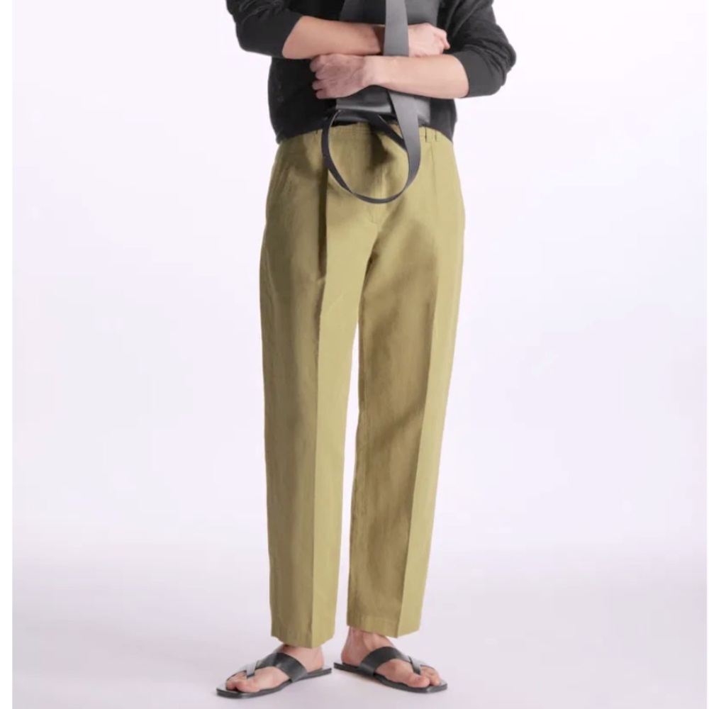 COS pleated linen cropped trousers